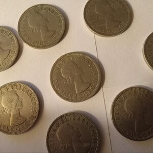 Queen Elizabeth Two Shillings Set Of 9 Coins